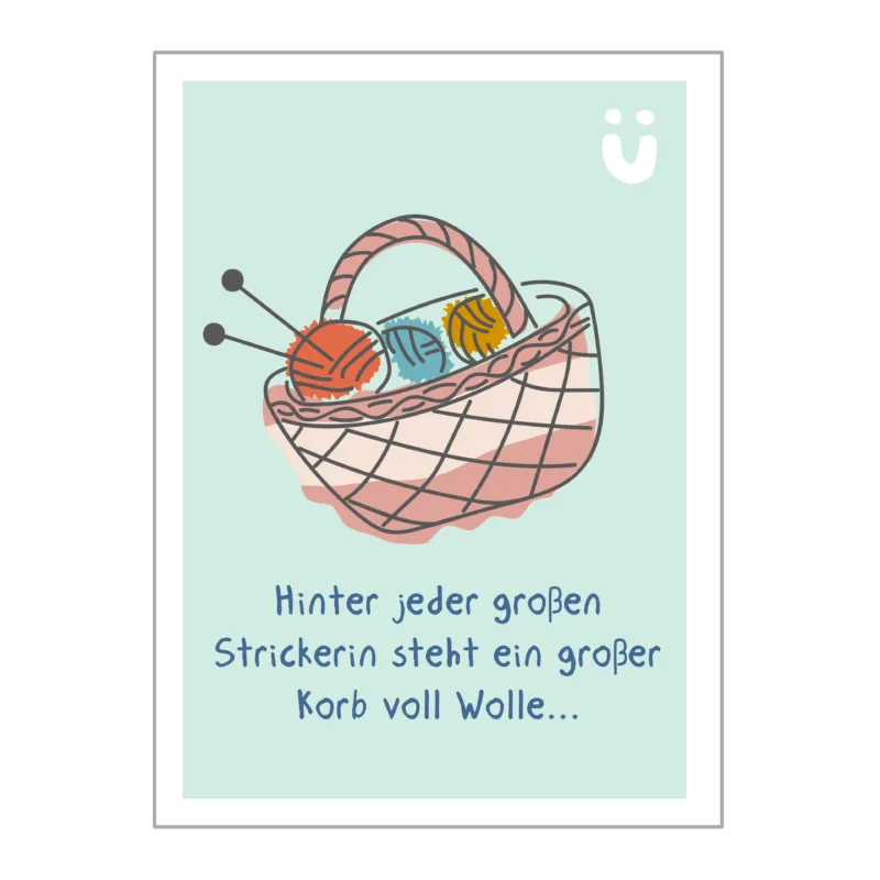 Hinter jeder großen Strickerin steht ein großer Korb voll Wolle (Digital)