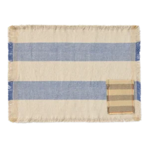 SET OF 2 HANDLOOM PLACEMATS POCKET BLUE