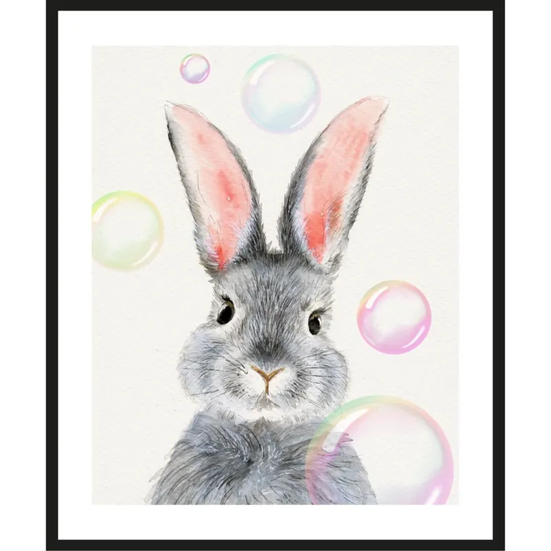 Rahmenbild - Hase mit Seifenblasen